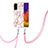 Funda Silicona Gel Goma Patron de Moda Carcasa con Acollador Cordon Lanyard Y02B para Samsung Galaxy Quantum2 5G Rosa