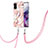 Funda Silicona Gel Goma Patron de Moda Carcasa con Acollador Cordon Lanyard Y02B para Samsung Galaxy S20 Rosa