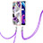 Funda Silicona Gel Goma Patron de Moda Carcasa con Acollador Cordon Lanyard Y03B para Realme C21Y Morado