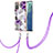 Funda Silicona Gel Goma Patron de Moda Carcasa con Acollador Cordon Lanyard Y03B para Samsung Galaxy Note 20 5G Morado