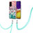 Funda Silicona Gel Goma Patron de Moda Carcasa con Acollador Cordon Lanyard Y03B para Samsung Galaxy Quantum4 5G Vistoso