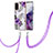 Funda Silicona Gel Goma Patron de Moda Carcasa con Acollador Cordon Lanyard Y03B para Samsung Galaxy S20 Morado