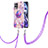 Funda Silicona Gel Goma Patron de Moda Carcasa con Acollador Cordon Lanyard Y04B para Realme 8i Purpura Claro