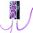 Funda Silicona Gel Goma Patron de Moda Carcasa con Acollador Cordon Lanyard Y04B para Realme 9 4G Morado