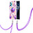 Funda Silicona Gel Goma Patron de Moda Carcasa con Acollador Cordon Lanyard Y04B para Realme 9 4G Purpura Claro