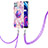 Funda Silicona Gel Goma Patron de Moda Carcasa con Acollador Cordon Lanyard Y04B para Realme C21Y Purpura Claro