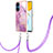 Funda Silicona Gel Goma Patron de Moda Carcasa con Acollador Cordon Lanyard Y05B para Huawei Honor X7 Purpura Claro