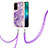 Funda Silicona Gel Goma Patron de Moda Carcasa con Acollador Cordon Lanyard Y05B para OnePlus Nord N200 5G Morado