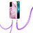 Funda Silicona Gel Goma Patron de Moda Carcasa con Acollador Cordon Lanyard Y05B para OnePlus Nord N200 5G Purpura Claro