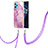 Funda Silicona Gel Goma Patron de Moda Carcasa con Acollador Cordon Lanyard Y05B para Realme 9 5G Purpura Claro