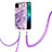 Funda Silicona Gel Goma Patron de Moda Carcasa con Acollador Cordon Lanyard Y05B para Realme C21Y Morado