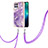 Funda Silicona Gel Goma Patron de Moda Carcasa con Acollador Cordon Lanyard Y05B para Realme Narzo 50 4G Morado