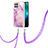 Funda Silicona Gel Goma Patron de Moda Carcasa con Acollador Cordon Lanyard Y05B para Realme Narzo 50 4G Purpura Claro