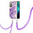 Funda Silicona Gel Goma Patron de Moda Carcasa con Acollador Cordon Lanyard Y05B para Samsung Galaxy Note 20 5G Morado