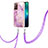 Funda Silicona Gel Goma Patron de Moda Carcasa con Acollador Cordon Lanyard Y05B para Samsung Galaxy Note 20 Ultra 5G Purpura Claro