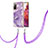 Funda Silicona Gel Goma Patron de Moda Carcasa con Acollador Cordon Lanyard Y05B para Samsung Galaxy S20 FE (2022) 5G Morado