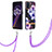 Funda Silicona Gel Goma Patron de Moda Carcasa con Acollador Cordon Lanyard Y06B para Realme 9 4G Morado