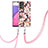 Funda Silicona Gel Goma Patron de Moda Carcasa con Acollador Cordon Lanyard Y06B para Samsung Galaxy A33 5G Rosa