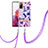 Funda Silicona Gel Goma Patron de Moda Carcasa con Acollador Cordon Lanyard Y06B para Samsung Galaxy S20 FE 4G Morado