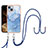 Funda Silicona Gel Goma Patron de Moda Carcasa con Acollador Cordon Lanyard Y07B para Apple iPhone 13 Azul