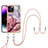 Funda Silicona Gel Goma Patron de Moda Carcasa con Acollador Cordon Lanyard Y07B para Apple iPhone 13 Pro Max Multicolor