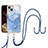 Funda Silicona Gel Goma Patron de Moda Carcasa con Acollador Cordon Lanyard Y07B para Apple iPhone 14 Azul