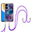 Funda Silicona Gel Goma Patron de Moda Carcasa con Acollador Cordon Lanyard Y07B para Huawei Honor X7 Morado