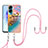 Funda Silicona Gel Goma Patron de Moda Carcasa con Acollador Cordon Lanyard YB3 para Huawei Honor 90 Lite 5G Multicolor