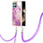 Funda Silicona Gel Goma Patron de Moda Carcasa con Acollador Cordon Lanyard YB5 para Huawei Honor X8b Purpura Claro