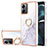 Funda Silicona Gel Goma Patron de Moda Carcasa con Acollador Cordon Lanyard YB5 para Motorola Moto G14 Blanco