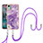 Funda Silicona Gel Goma Patron de Moda Carcasa con Acollador Cordon Lanyard YB5 para Nokia C12 Morado