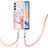 Funda Silicona Gel Goma Patron de Moda Carcasa con Acollador Cordon Lanyard YB5 para Samsung Galaxy A24 4G Rosa