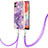 Funda Silicona Gel Goma Patron de Moda Carcasa con Acollador Cordon Lanyard YB5 para Samsung Galaxy M04 Morado