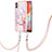 Funda Silicona Gel Goma Patron de Moda Carcasa con Acollador Cordon Lanyard YB5 para Samsung Galaxy M04 Rosa