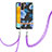 Funda Silicona Gel Goma Patron de Moda Carcasa con Acollador Cordon Lanyard YB6 para Samsung Galaxy Quantum4 5G Azul