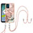 Funda Silicona Gel Goma Patron de Moda Carcasa con Acollador Cordon Lanyard YB7 para Motorola Moto E13 Rosa