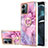 Funda Silicona Gel Goma Patron de Moda Carcasa con Acollador Cordon Lanyard YB7 para Motorola Moto G14 Purpura Claro