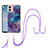 Funda Silicona Gel Goma Patron de Moda Carcasa con Acollador Cordon Lanyard YB7 para Motorola Moto G53j 5G Morado