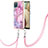 Funda Silicona Gel Goma Patron de Moda Carcasa con Acollador Cordon Lanyard YB7 para Samsung Galaxy F12 Purpura Claro