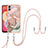 Funda Silicona Gel Goma Patron de Moda Carcasa con Acollador Cordon Lanyard YB7 para Samsung Galaxy M04 Rosa