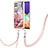 Funda Silicona Gel Goma Patron de Moda Carcasa con Acollador Cordon Lanyard YB7 para Samsung Galaxy M32 4G Multicolor