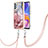 Funda Silicona Gel Goma Patron de Moda Carcasa con Acollador Cordon Lanyard YB7 para Samsung Galaxy M32 5G Multicolor