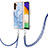 Funda Silicona Gel Goma Patron de Moda Carcasa con Acollador Cordon Lanyard YB7 para Samsung Galaxy Quantum4 5G Azul