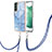 Funda Silicona Gel Goma Patron de Moda Carcasa con Acollador Cordon Lanyard YB7 para Samsung Galaxy S22 5G Azul