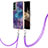 Funda Silicona Gel Goma Patron de Moda Carcasa con Acollador Cordon Lanyard YB7 para Samsung Galaxy S24 Plus 5G Morado