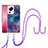 Funda Silicona Gel Goma Patron de Moda Carcasa con Acollador Cordon Lanyard YB7 para Xiaomi Civi 2 5G Morado