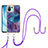 Funda Silicona Gel Goma Patron de Moda Carcasa con Acollador Cordon Lanyard YB7 para Xiaomi Mi 11 Lite 4G Morado