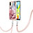 Funda Silicona Gel Goma Patron de Moda Carcasa con Acollador Cordon Lanyard YB7 para Xiaomi Poco C50 Multicolor