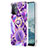 Funda Silicona Gel Goma Patron de Moda Carcasa con Anillo de dedo Soporte Y01B para OnePlus Nord N200 5G Morado