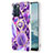 Funda Silicona Gel Goma Patron de Moda Carcasa con Anillo de dedo Soporte Y01B para Oppo Reno6 5G Morado